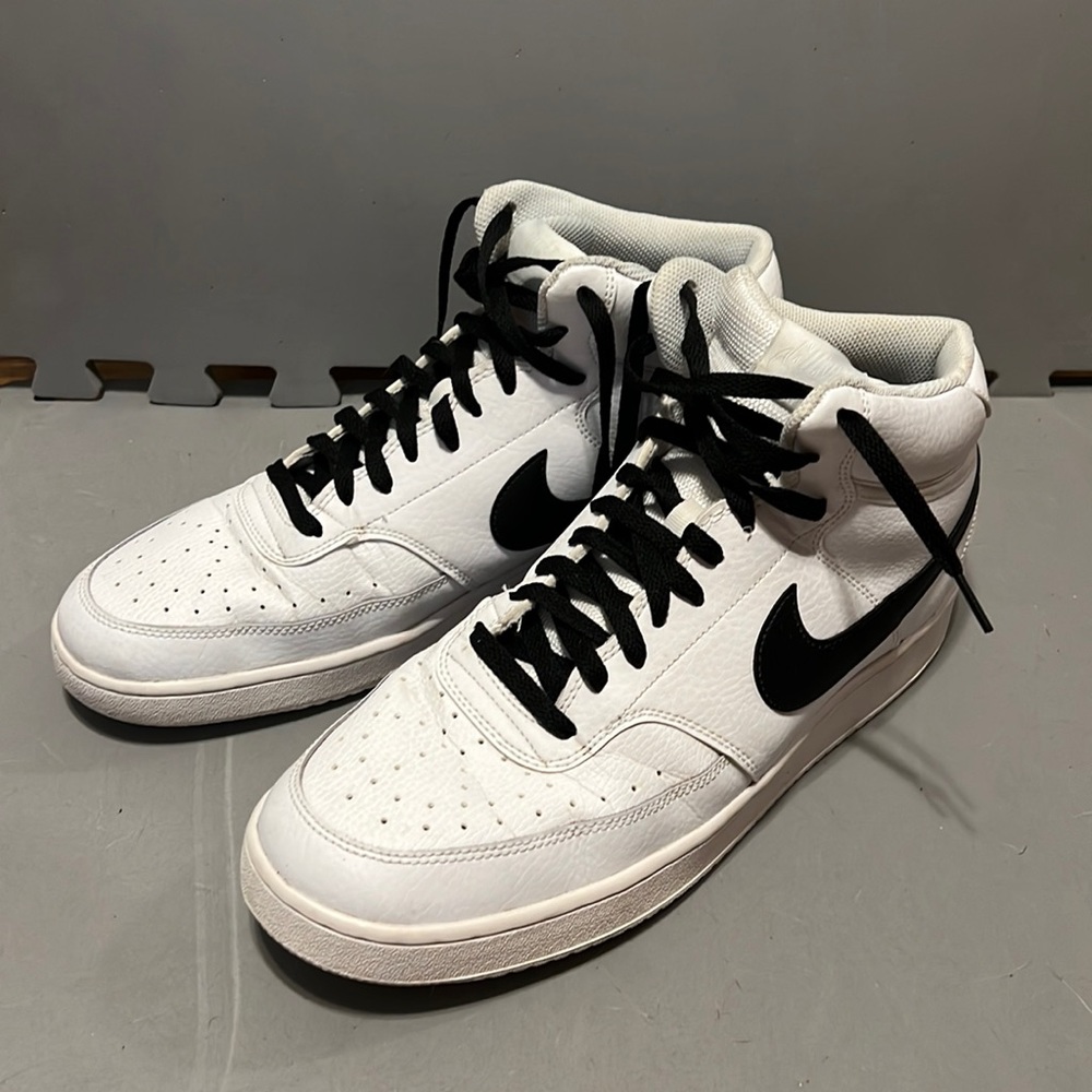 Nike court vision mid sneakers, white, mens 13